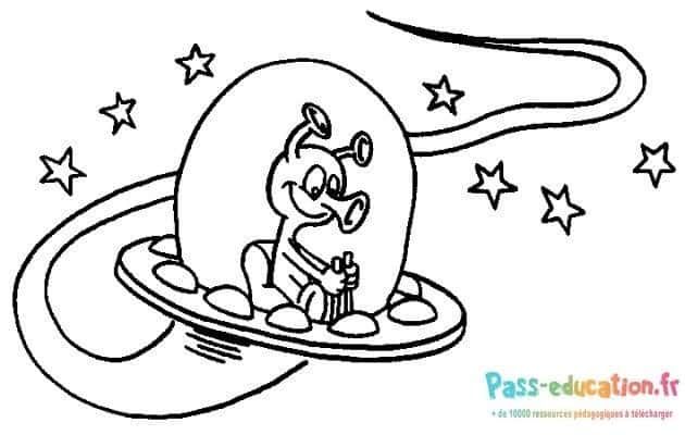 Coloriage Voyage spatial amusant à imprimer et colorier