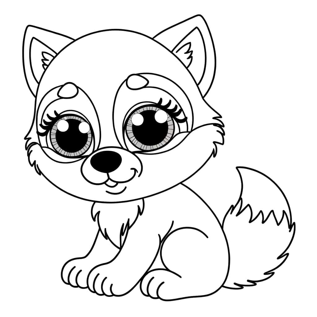 Coloriage Bébé loup à imprimer et colorier