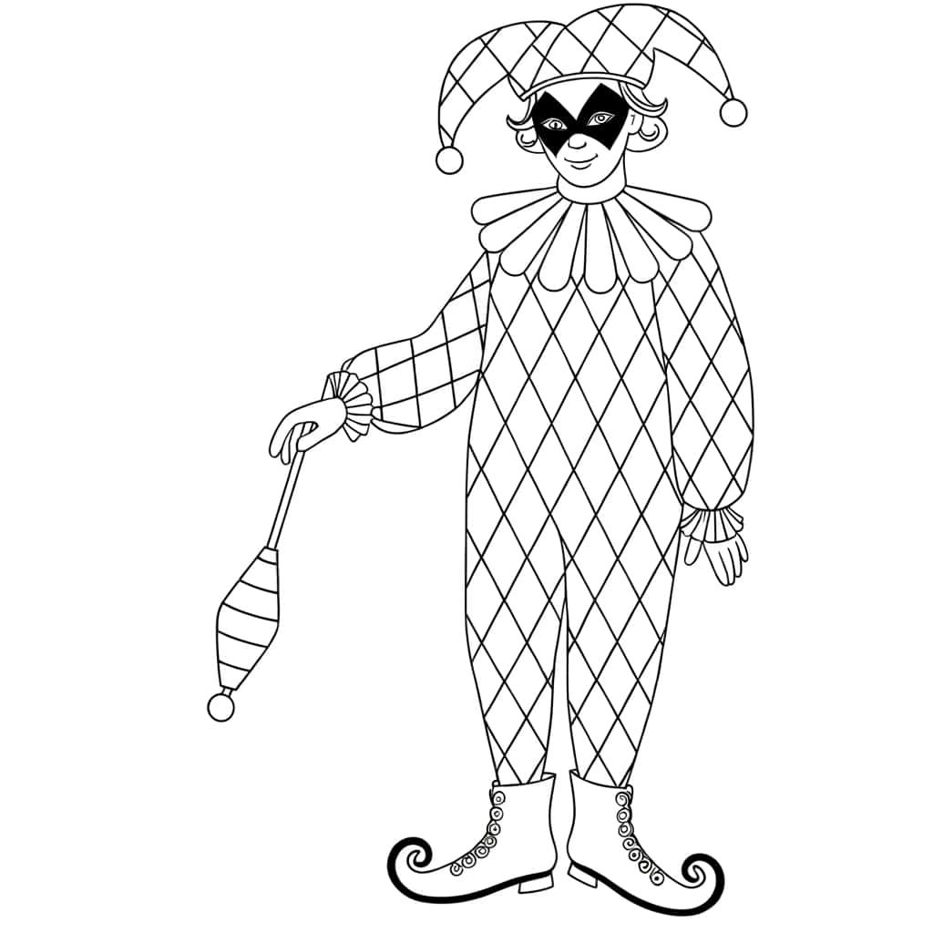 Coloriage Arlequin joyeux à imprimer et colorier