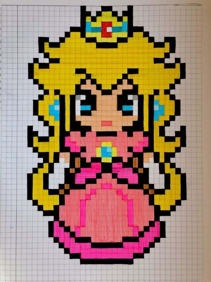 Coloriage Princesse Pixel à imprimer et colorier