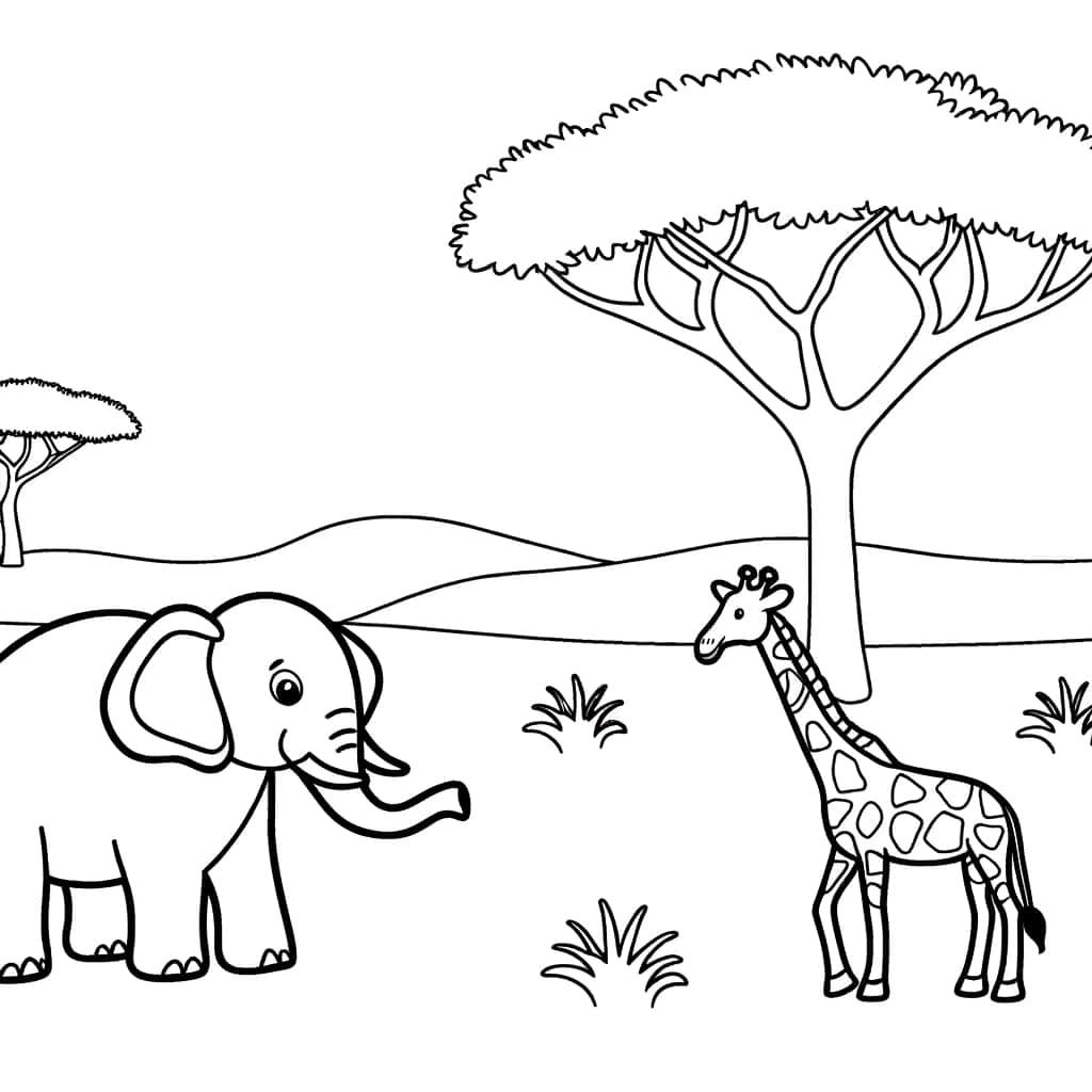 Coloriage Savane africaine à imprimer et colorier