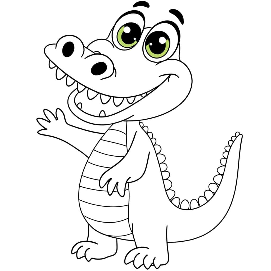Coloriage Alligator souriant à imprimer et colorier