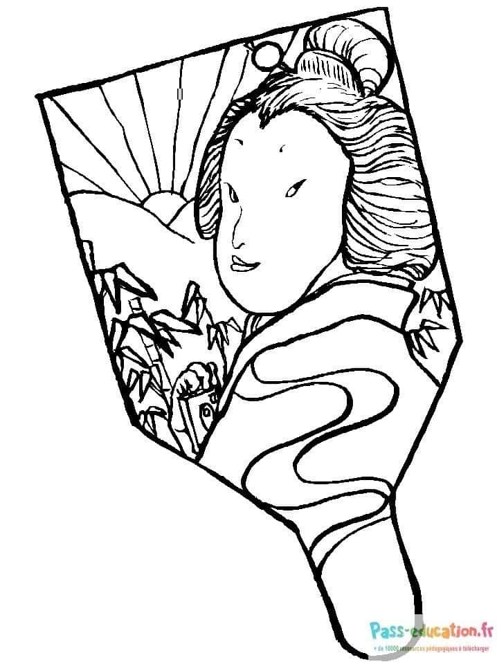 Coloriage Guerrière japonaise à imprimer et colorier