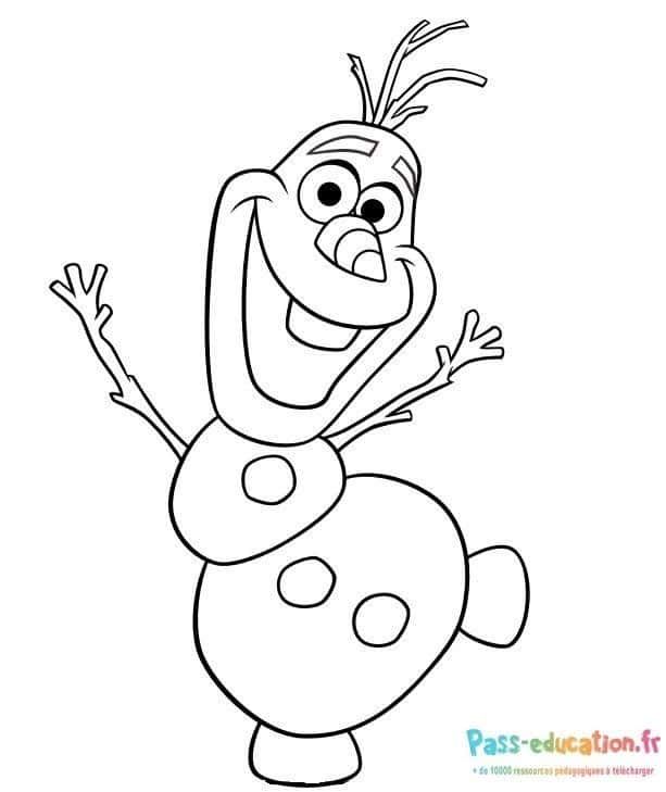 Coloriage Olaf joyeux à imprimer et colorier