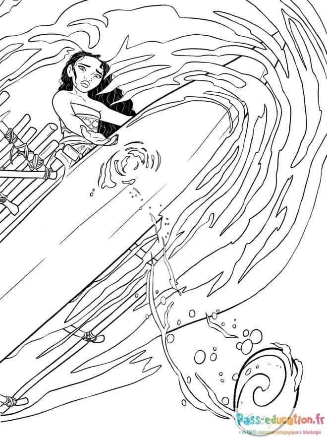 Coloriage Surfeur dans la vague à imprimer et colorier
