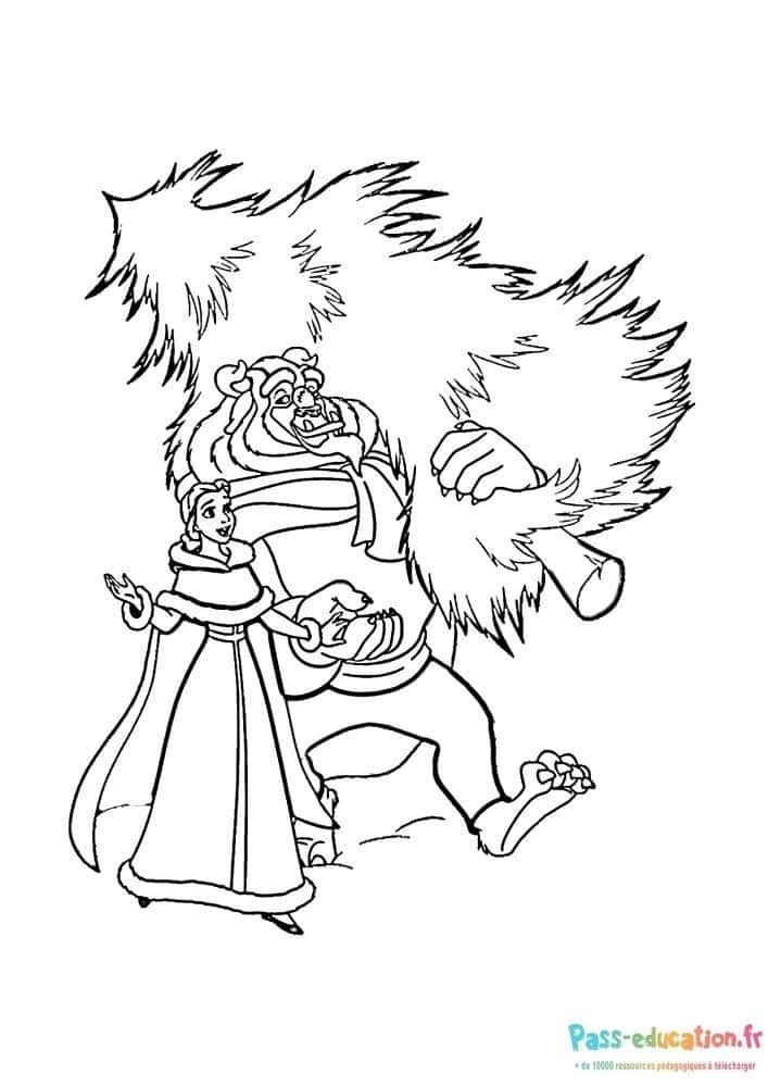Coloriage Belle et Bête à imprimer et colorier