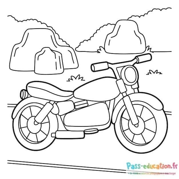 Coloriage Moto en balade à imprimer et colorier