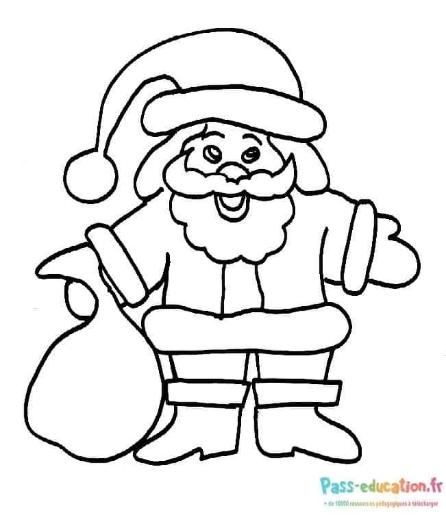 Coloriage Père Noël souriant à imprimer et colorier