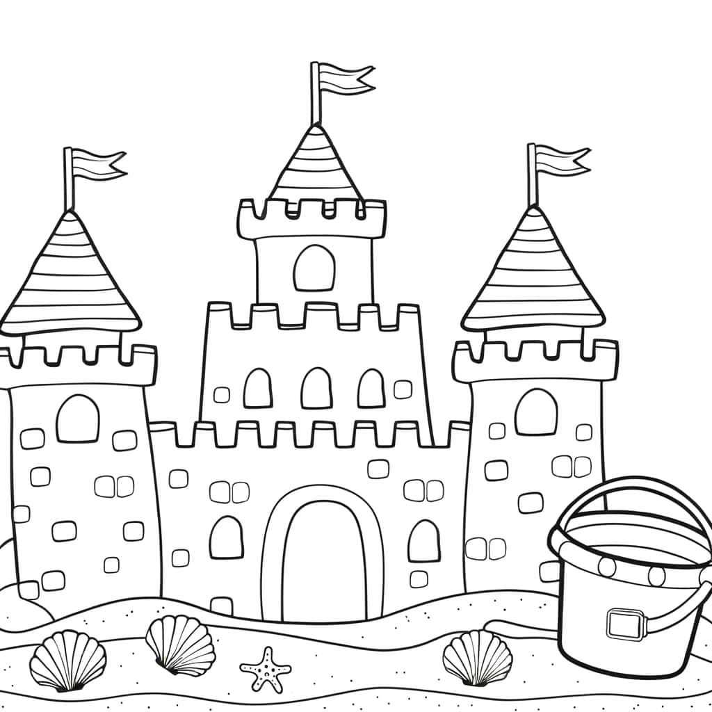 Coloriage Château de sable à imprimer et colorier