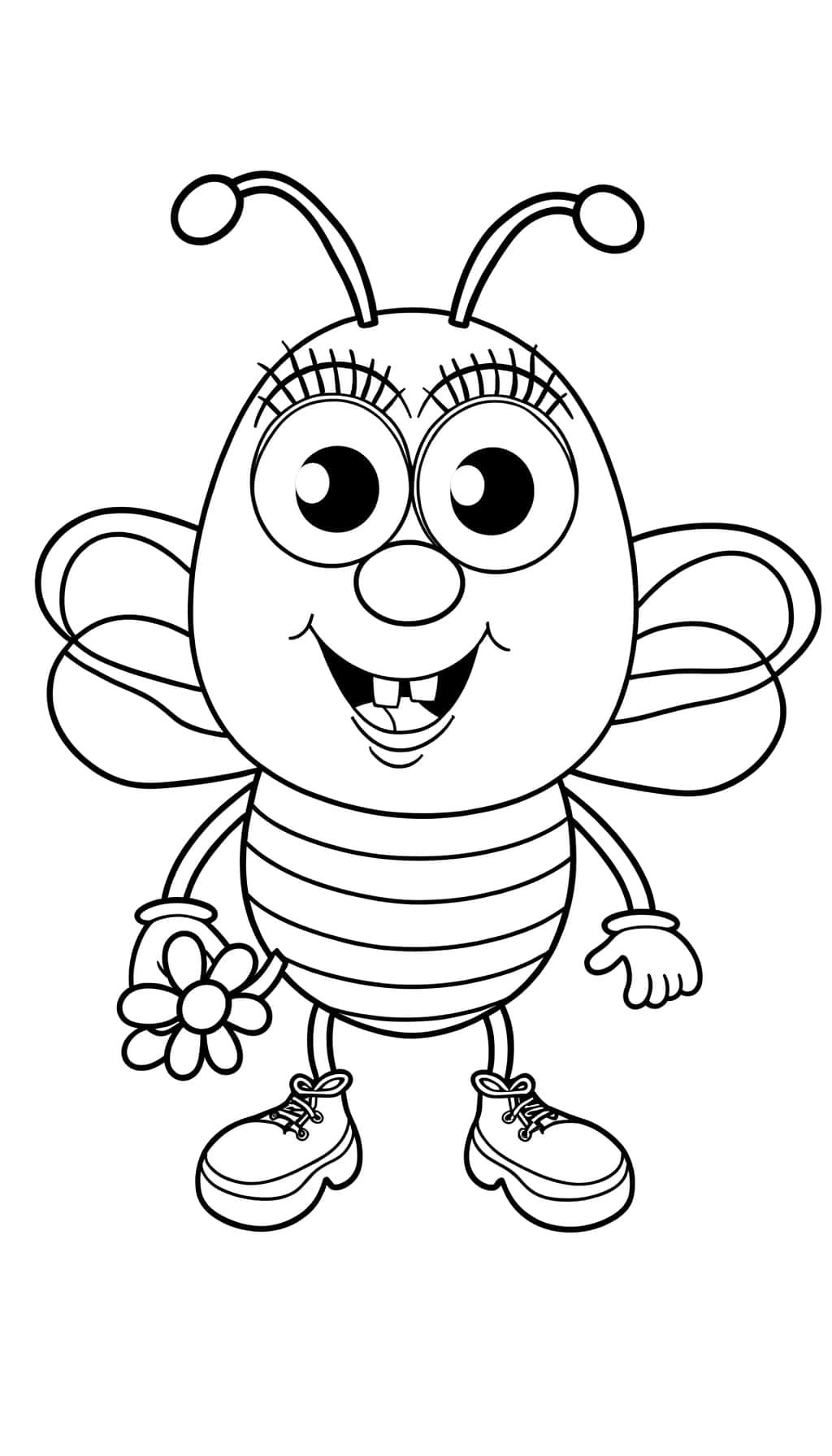 Coloriage Abeille souriante à imprimer et colorier