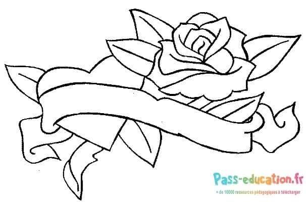 Coloriage Rose avec ruban à imprimer et colorier