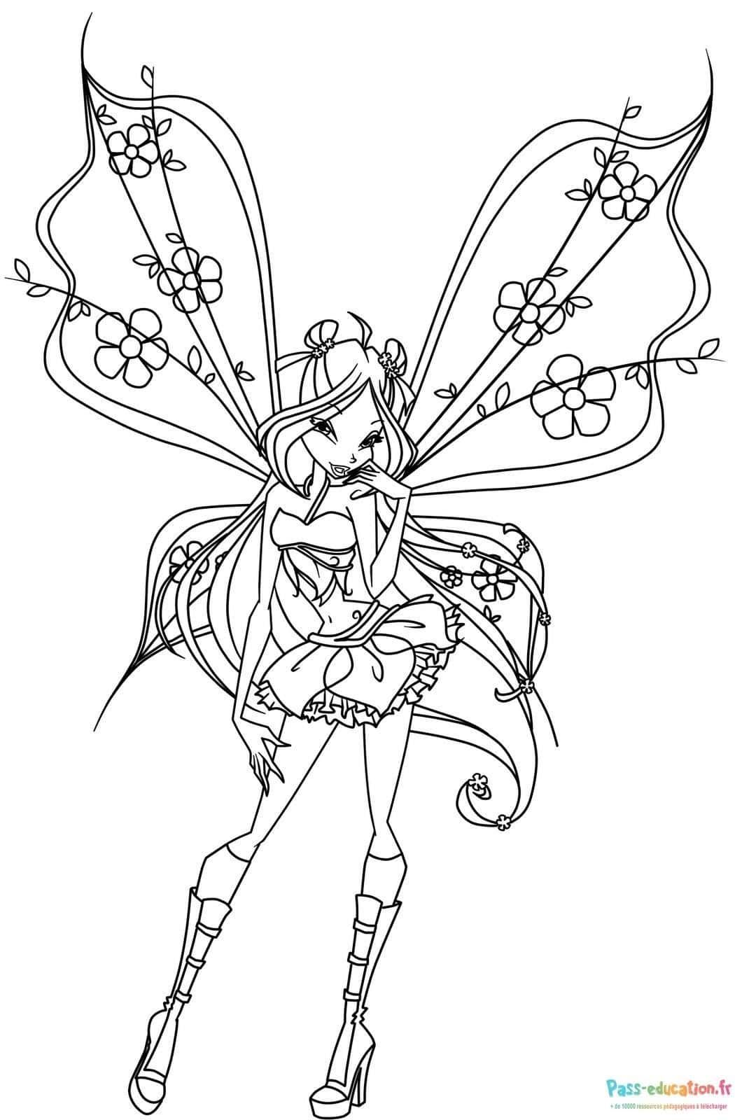 Coloriage Fée élégante à imprimer et colorier