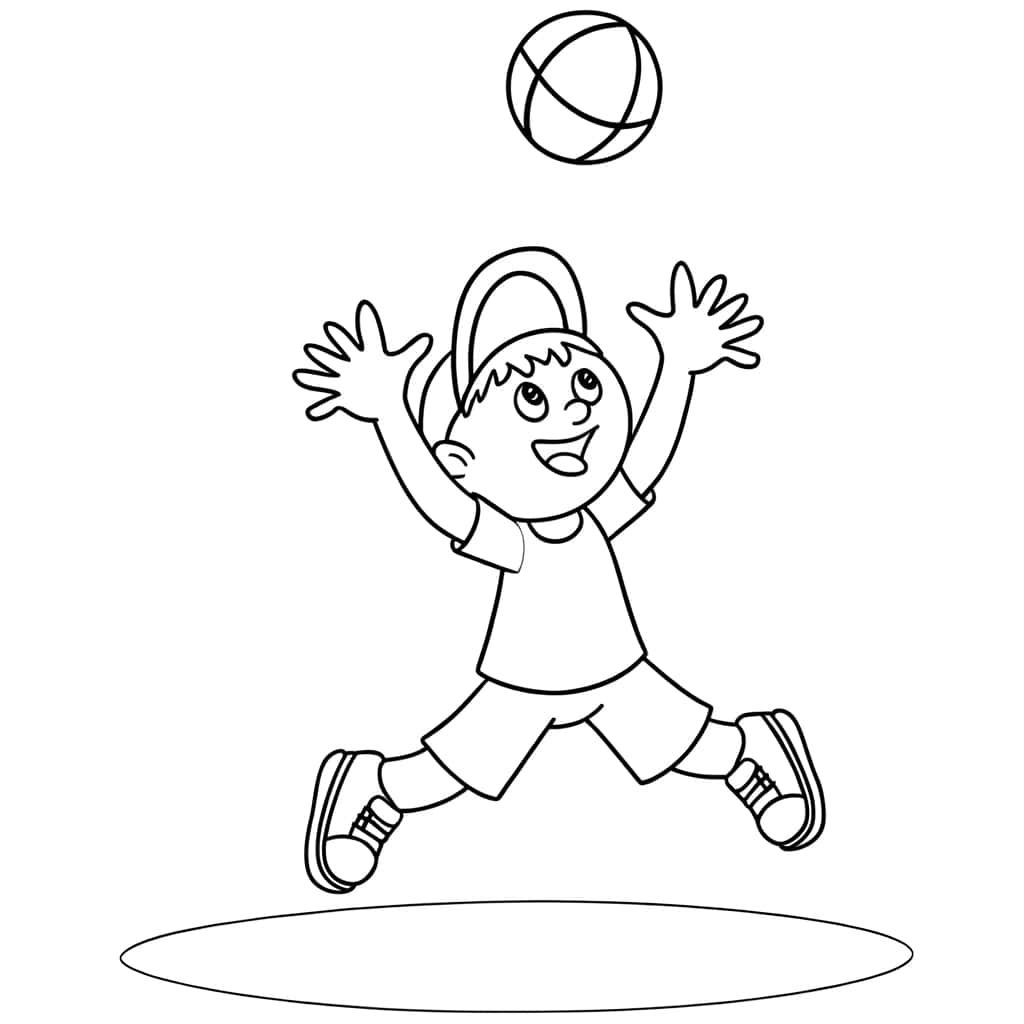 Coloriage Garçon jouant au basket à imprimer et colorier