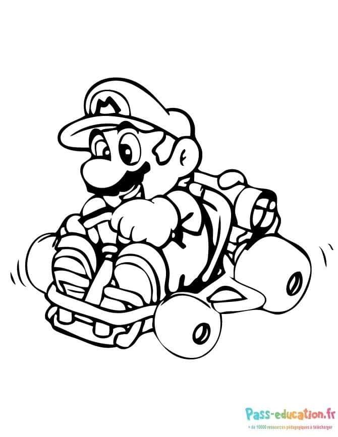 Coloriage Mario en kart à imprimer et colorier
