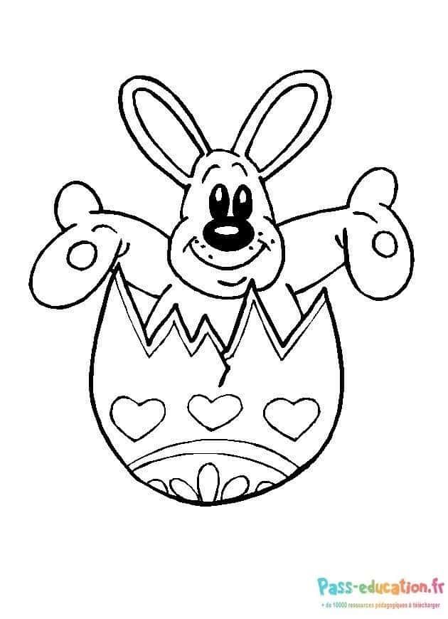 Coloriage Lapin dans œuf à imprimer et colorier