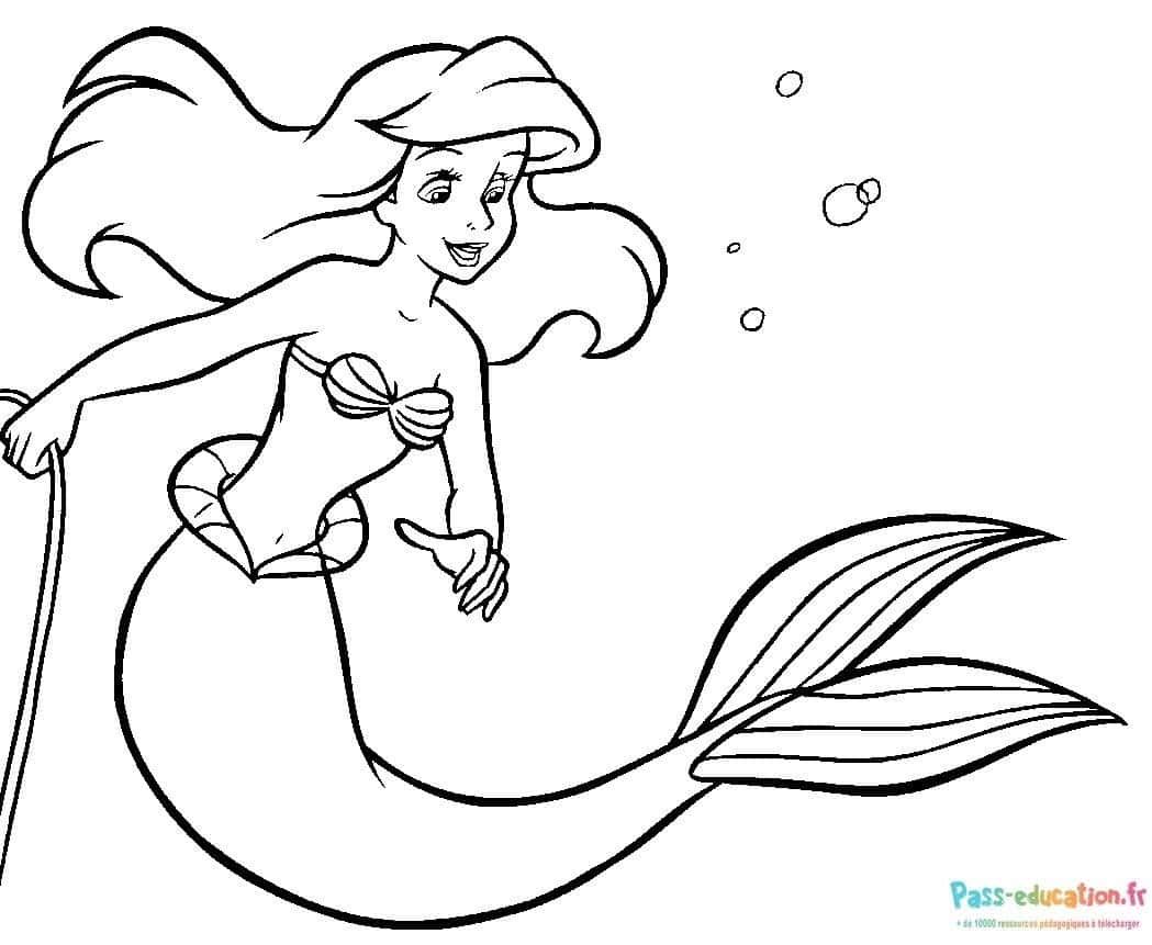 Coloriage Sirène joyeuse à imprimer et colorier