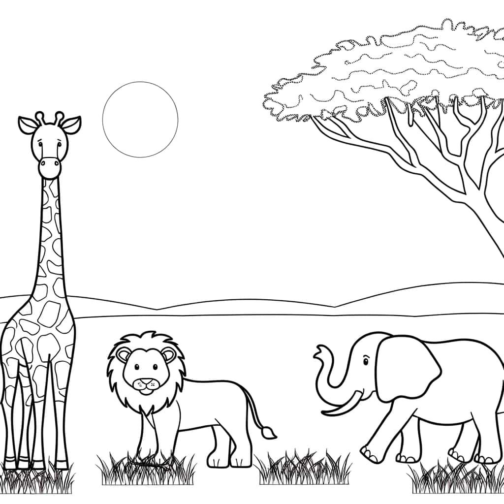 Coloriage Animaux de la savane à imprimer et colorier