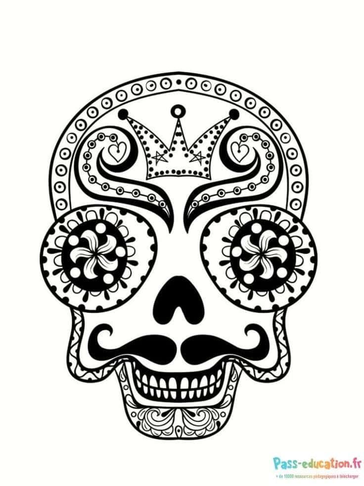 Coloriage Tête de mort décorative à imprimer et colorier