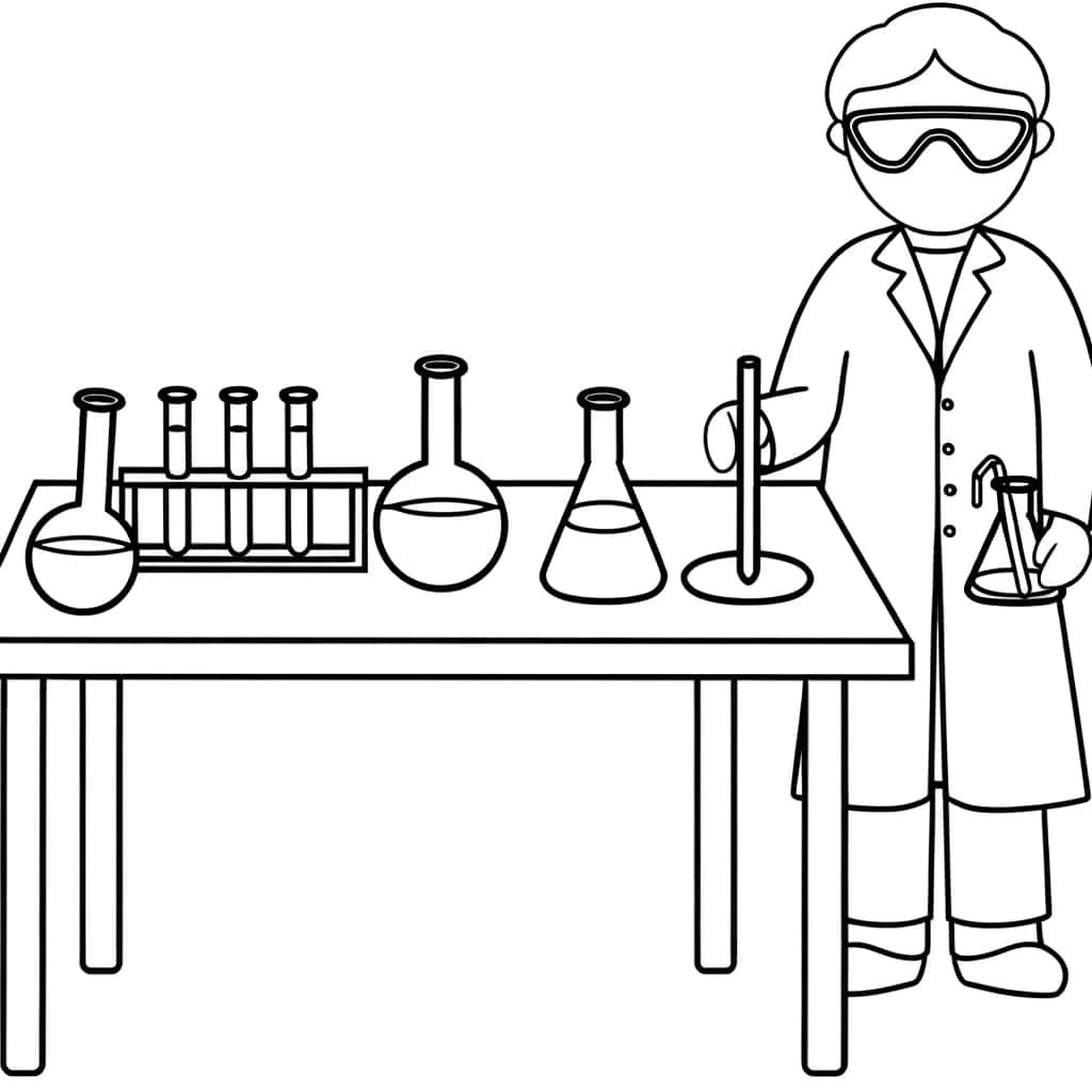 Coloriage Laboratoire de chimie à imprimer et colorier