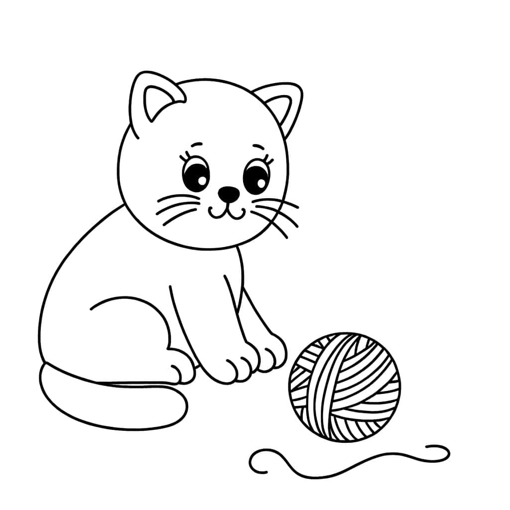 Coloriage Chaton jouant à imprimer et colorier