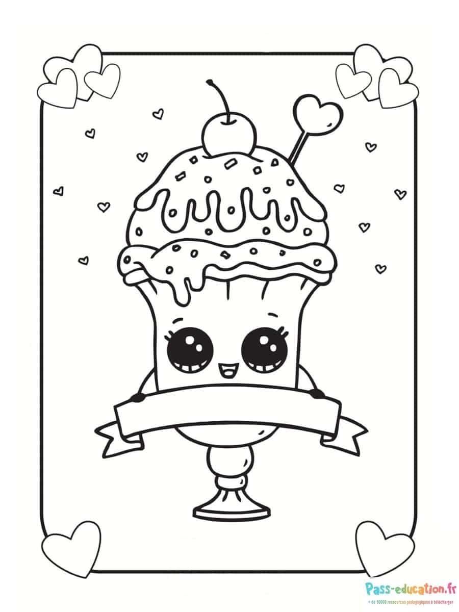 Coloriage Glace kawaii à imprimer et colorier