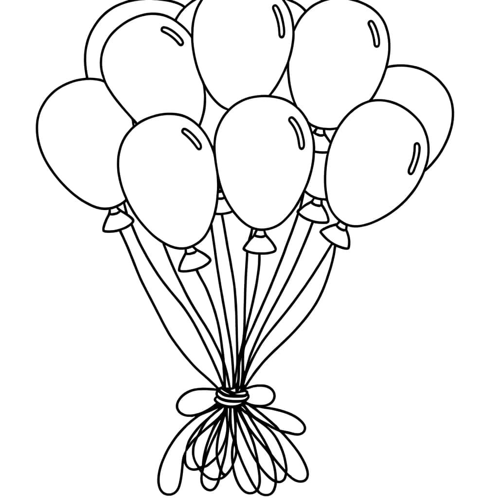 Coloriage Ballons attachés à imprimer et colorier