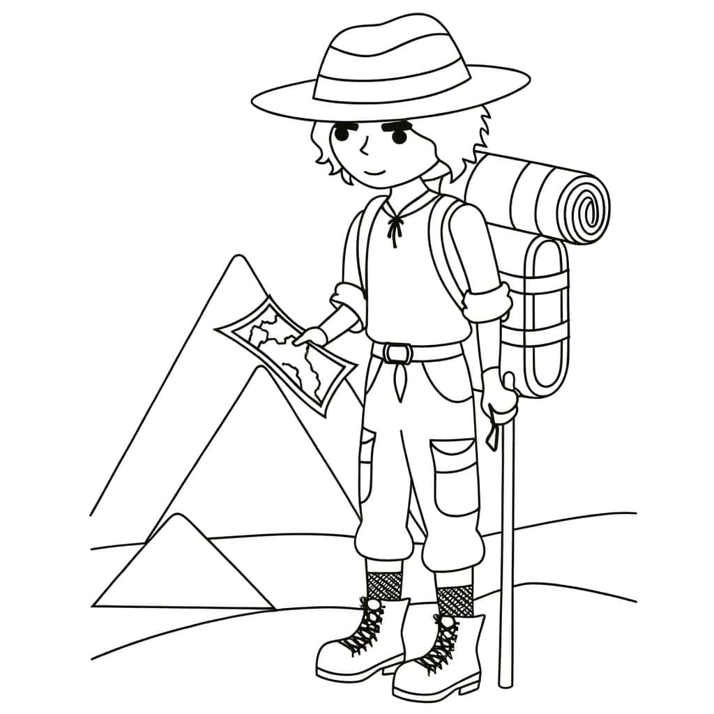 Coloriage Aventurier à la carte à imprimer et colorier