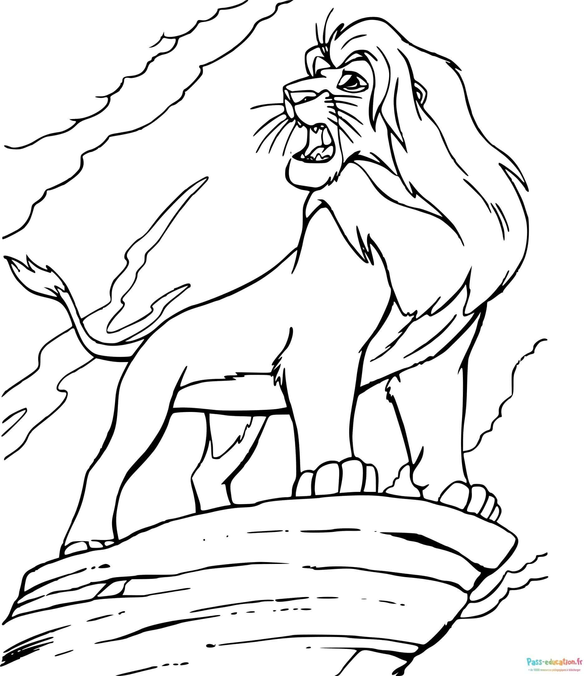 Coloriage Roi lion rugissant à imprimer et colorier