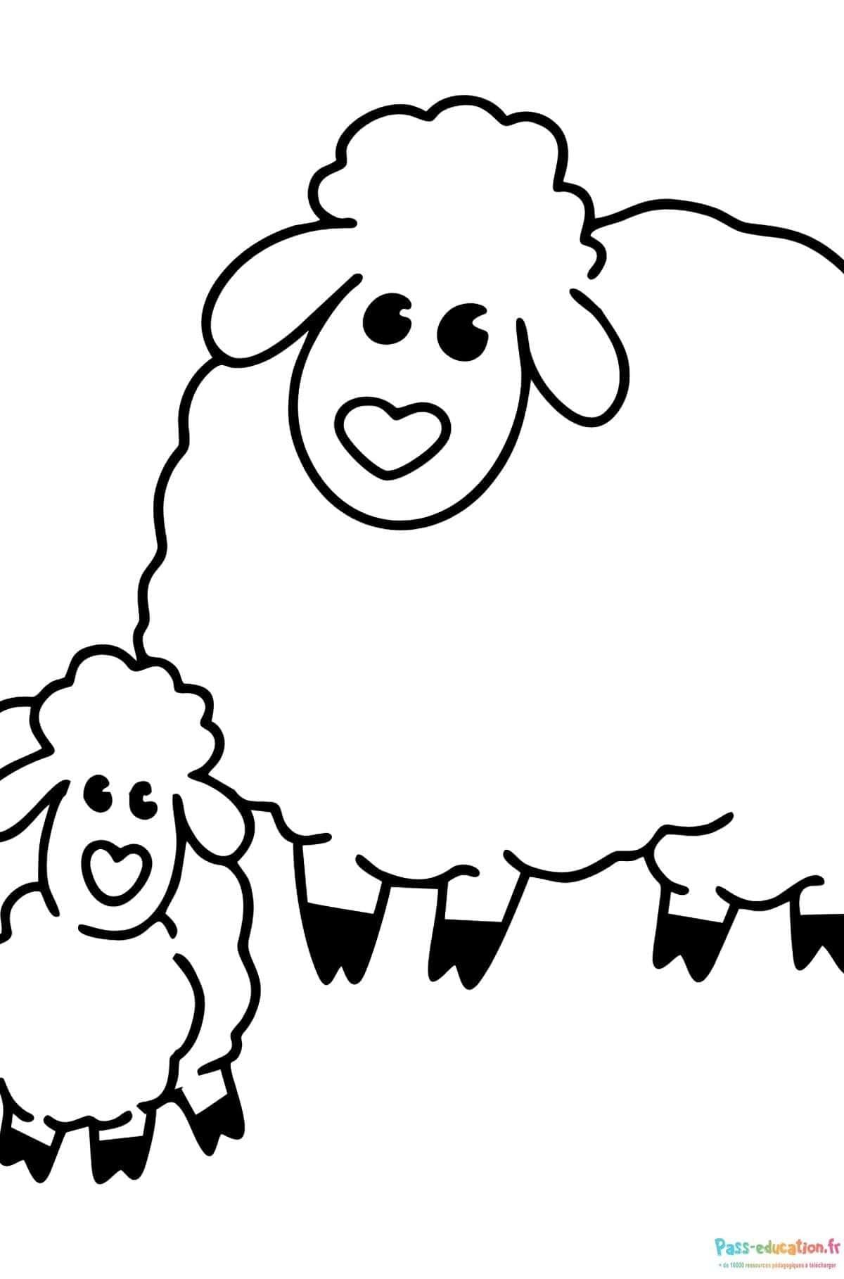 Coloriage Moutons joyeux à imprimer et colorier