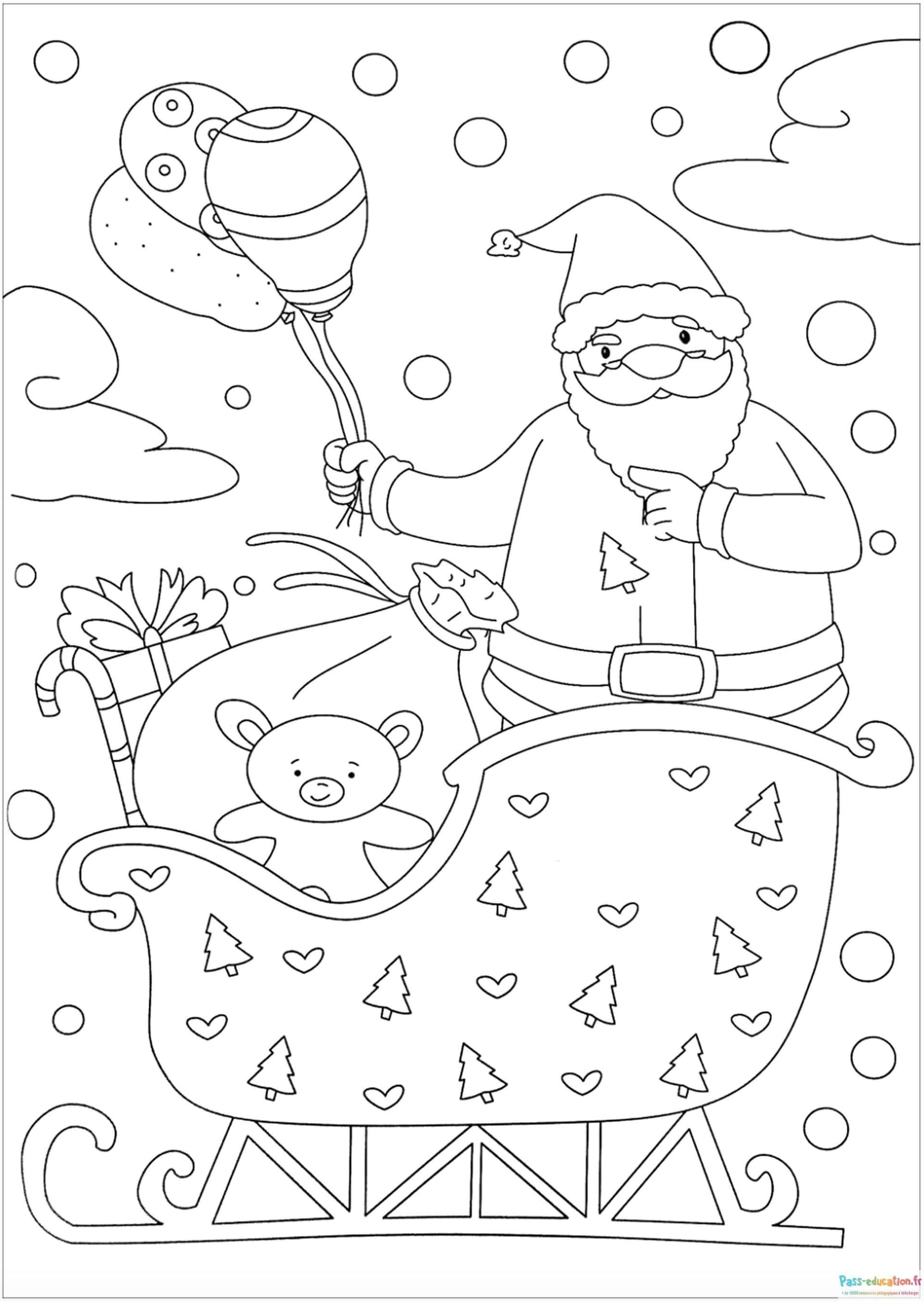 Coloriage Père Noël en ballons à imprimer et colorier