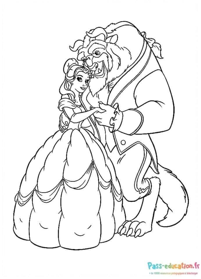 Coloriage La Belle et la Bête à imprimer et colorier