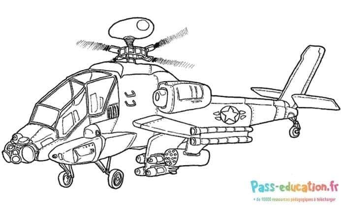 Coloriage Hélicoptère de combat à imprimer et colorier