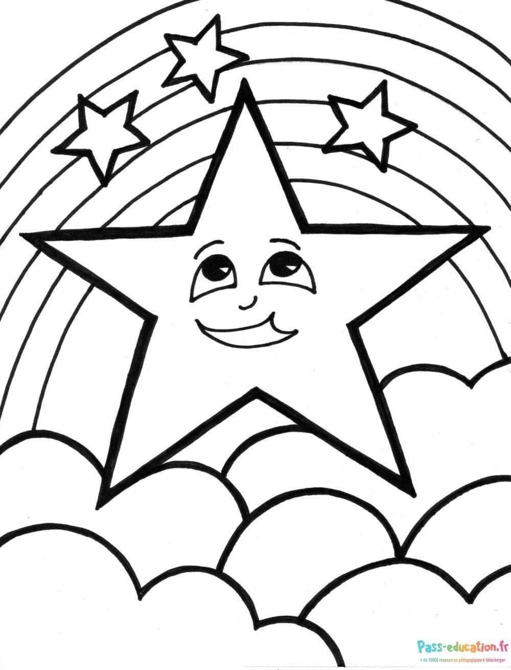 Coloriage Étoile souriante à imprimer et colorier