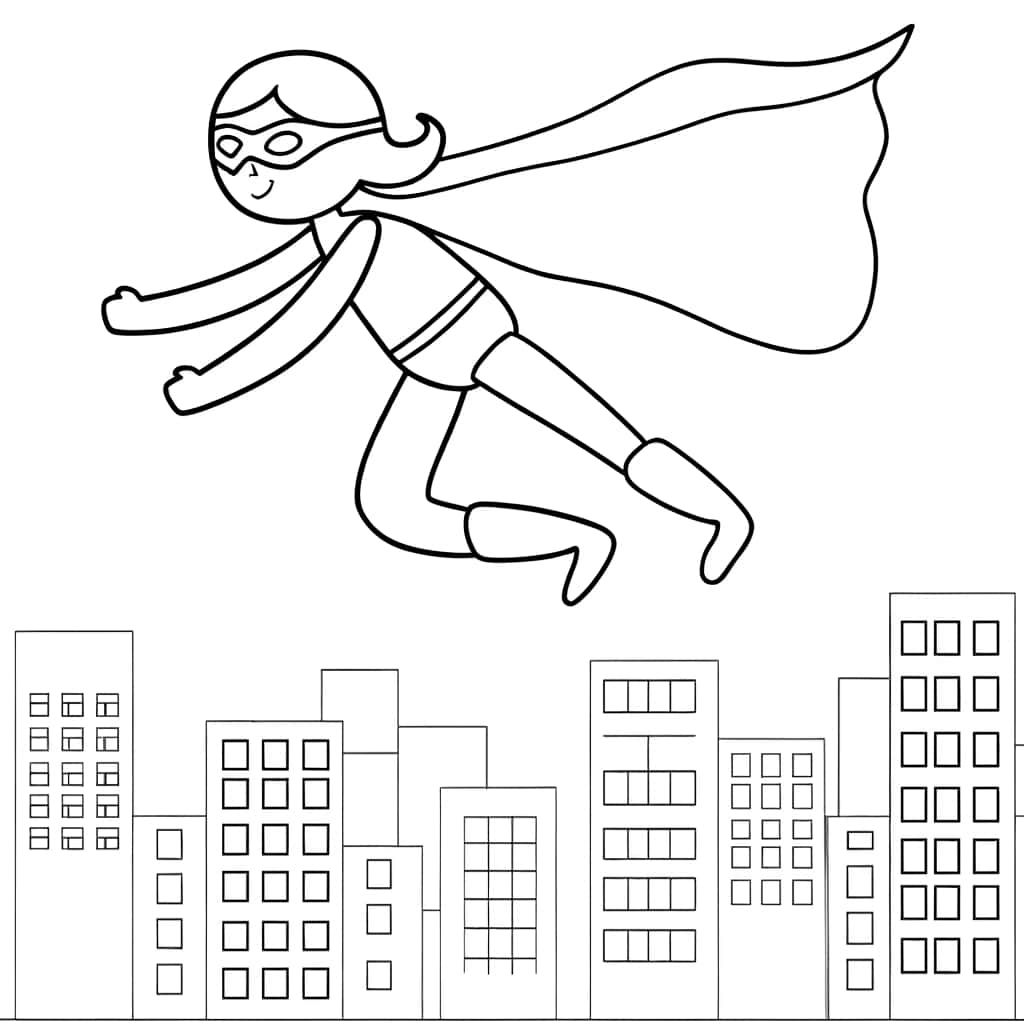 Coloriage Super-héros volant à imprimer et colorier