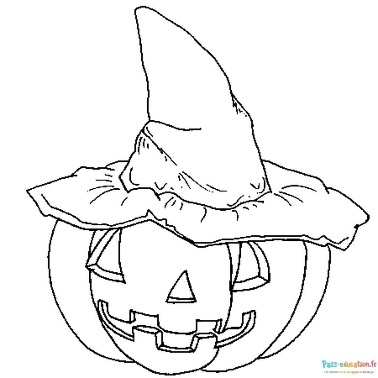 Coloriage Sorcière sur Citrouille à imprimer et colorier