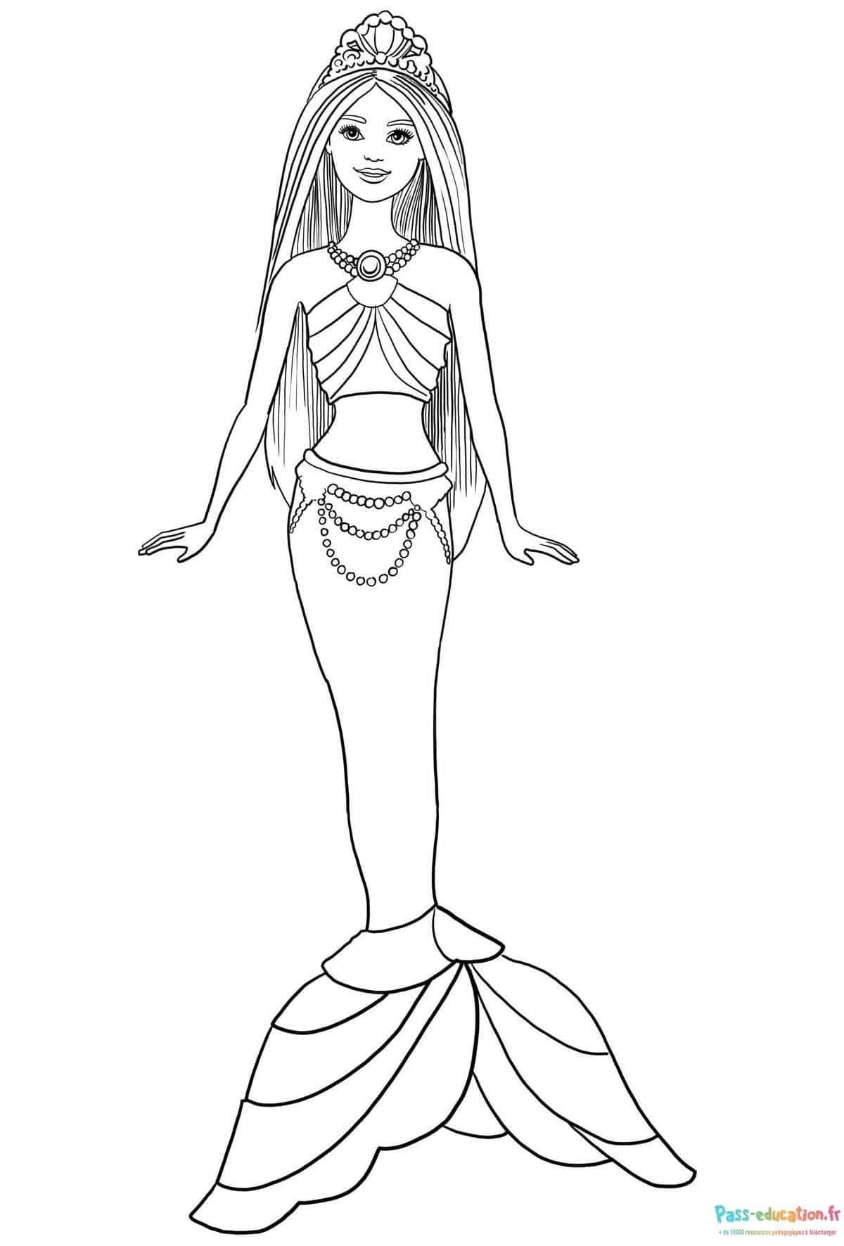 Coloriage Sirène élégante à imprimer et colorier