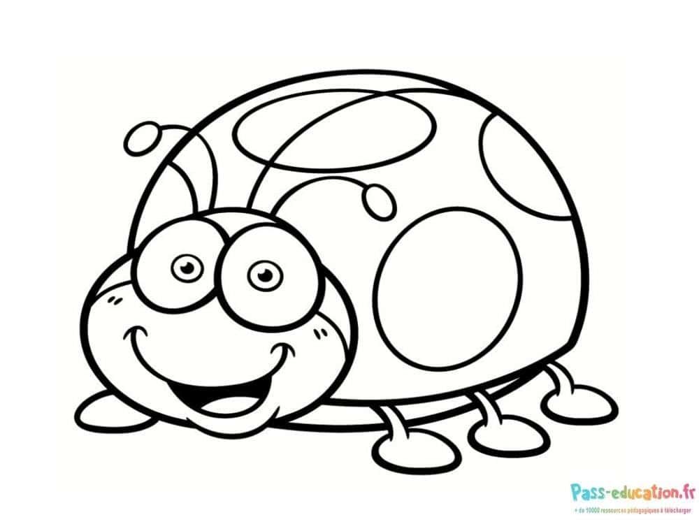 Coloriage Coccinelle rigolote à imprimer et colorier