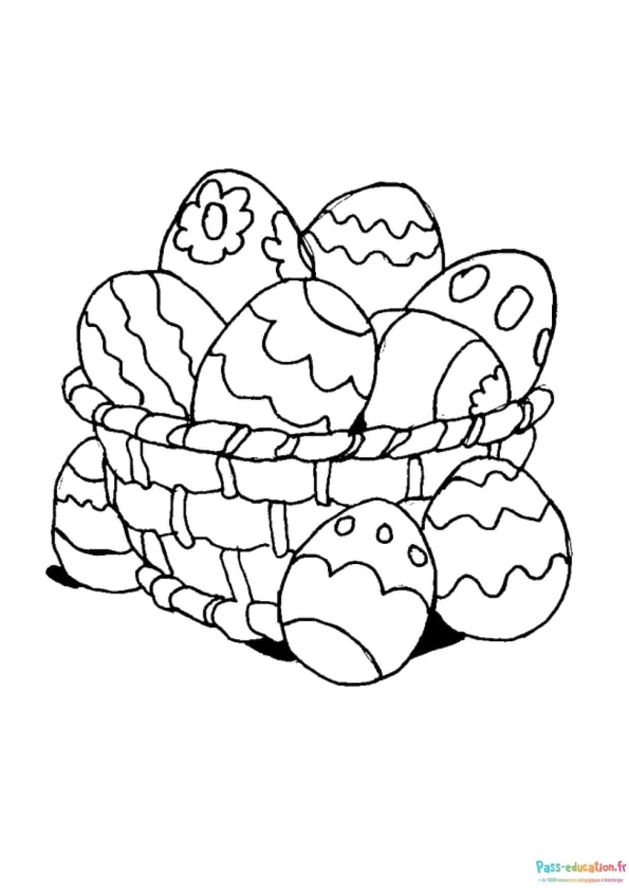Coloriage Panier d'œufs décorés à imprimer et colorier