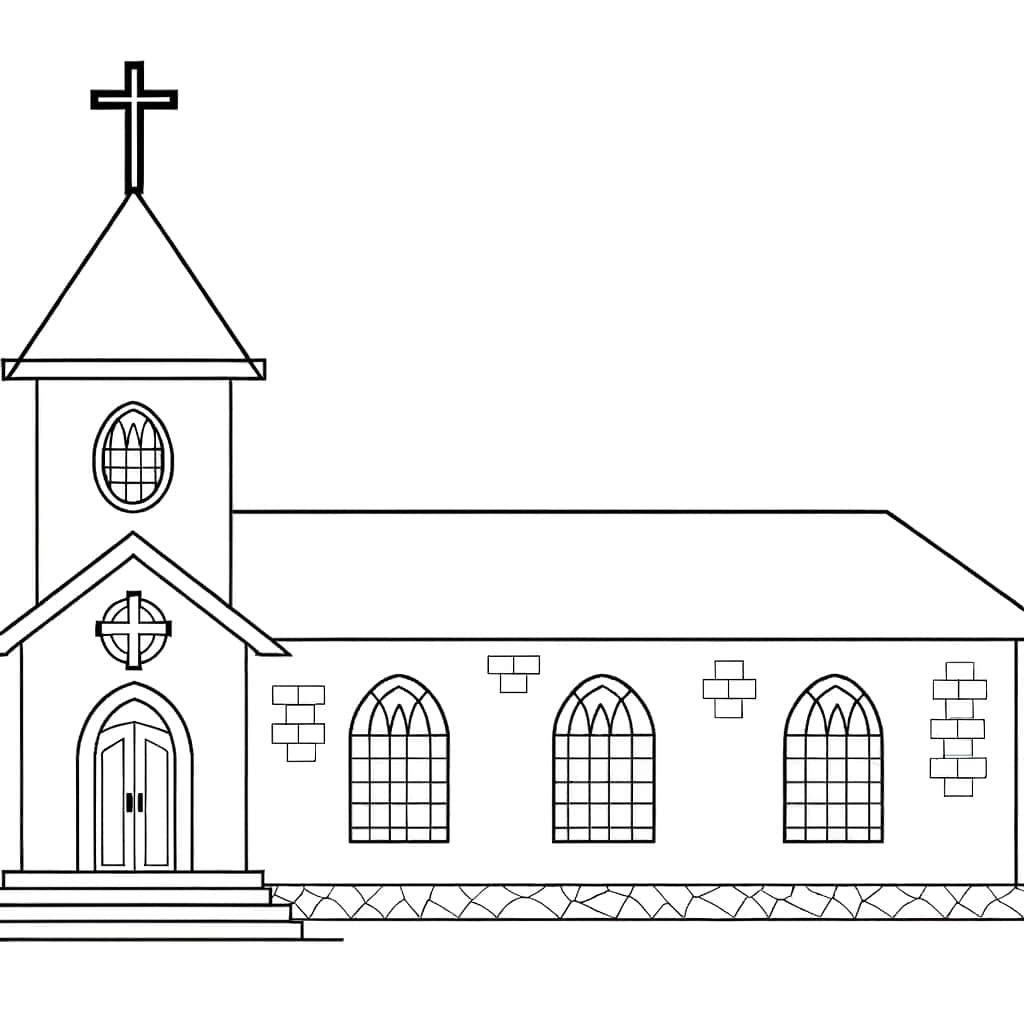 Coloriage Église Catholique à imprimer et colorier