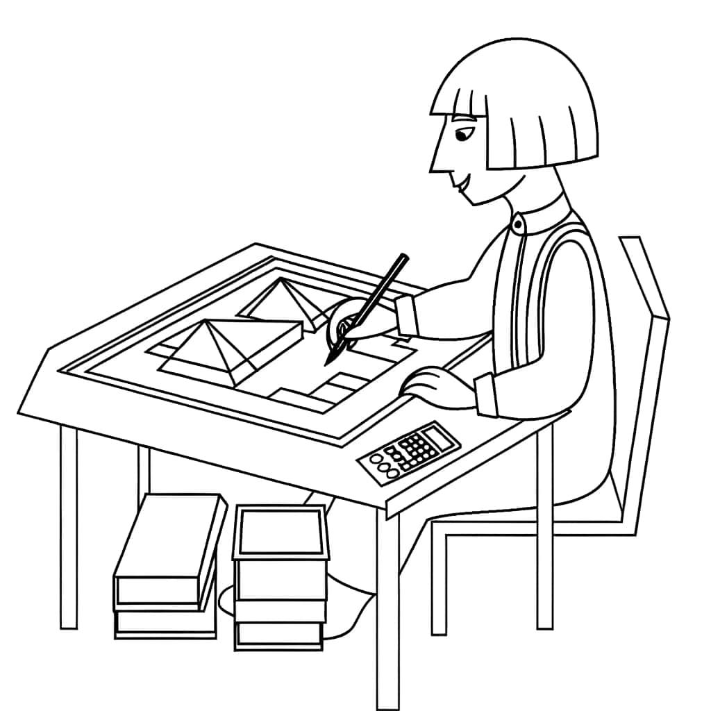 Coloriage Architecte au travail à imprimer et colorier