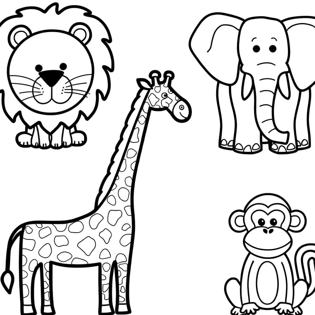 Coloriage Animaux de la savane à imprimer et colorier