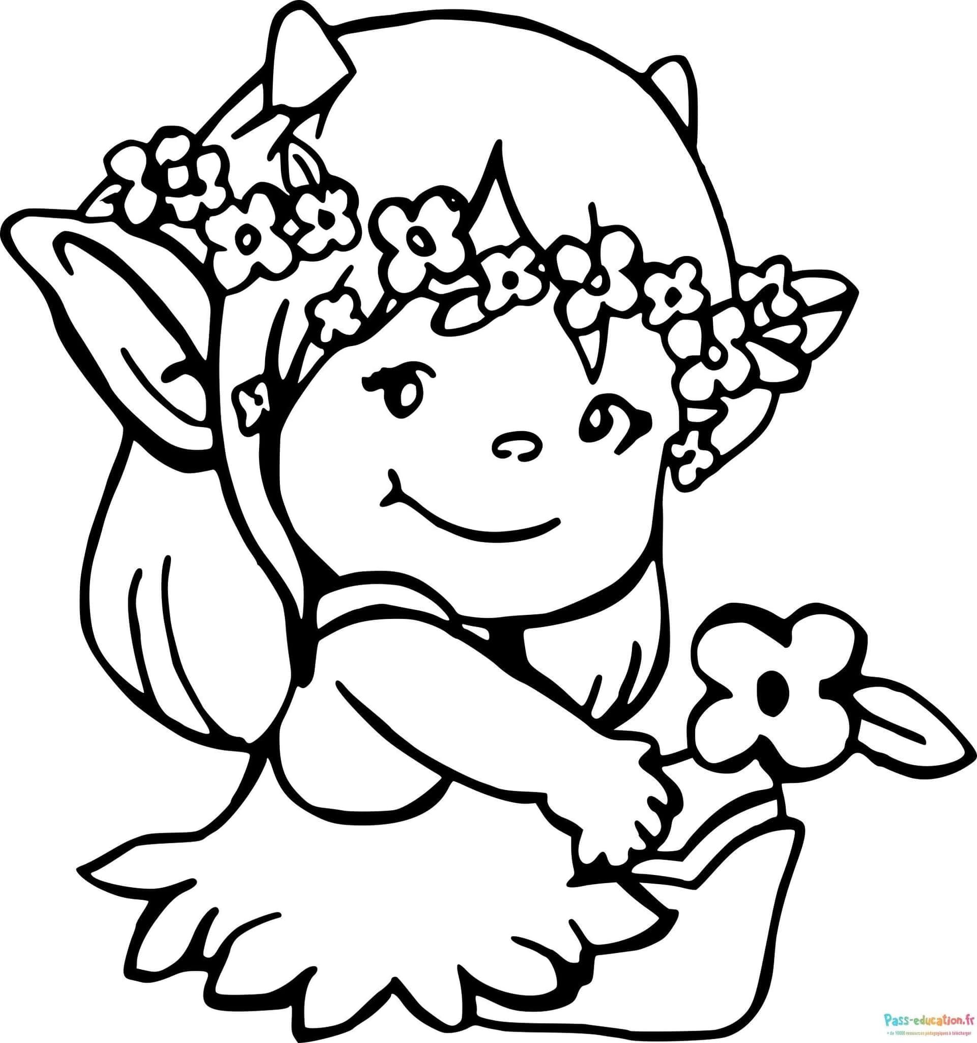 Coloriage Lutin fleuri à imprimer et colorier