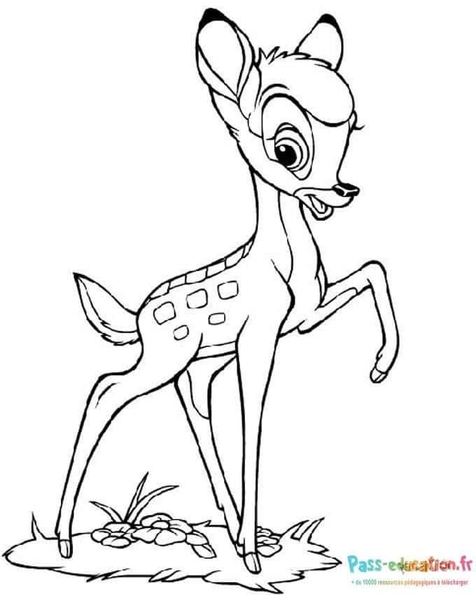 Coloriage Bambi en joie à imprimer et colorier