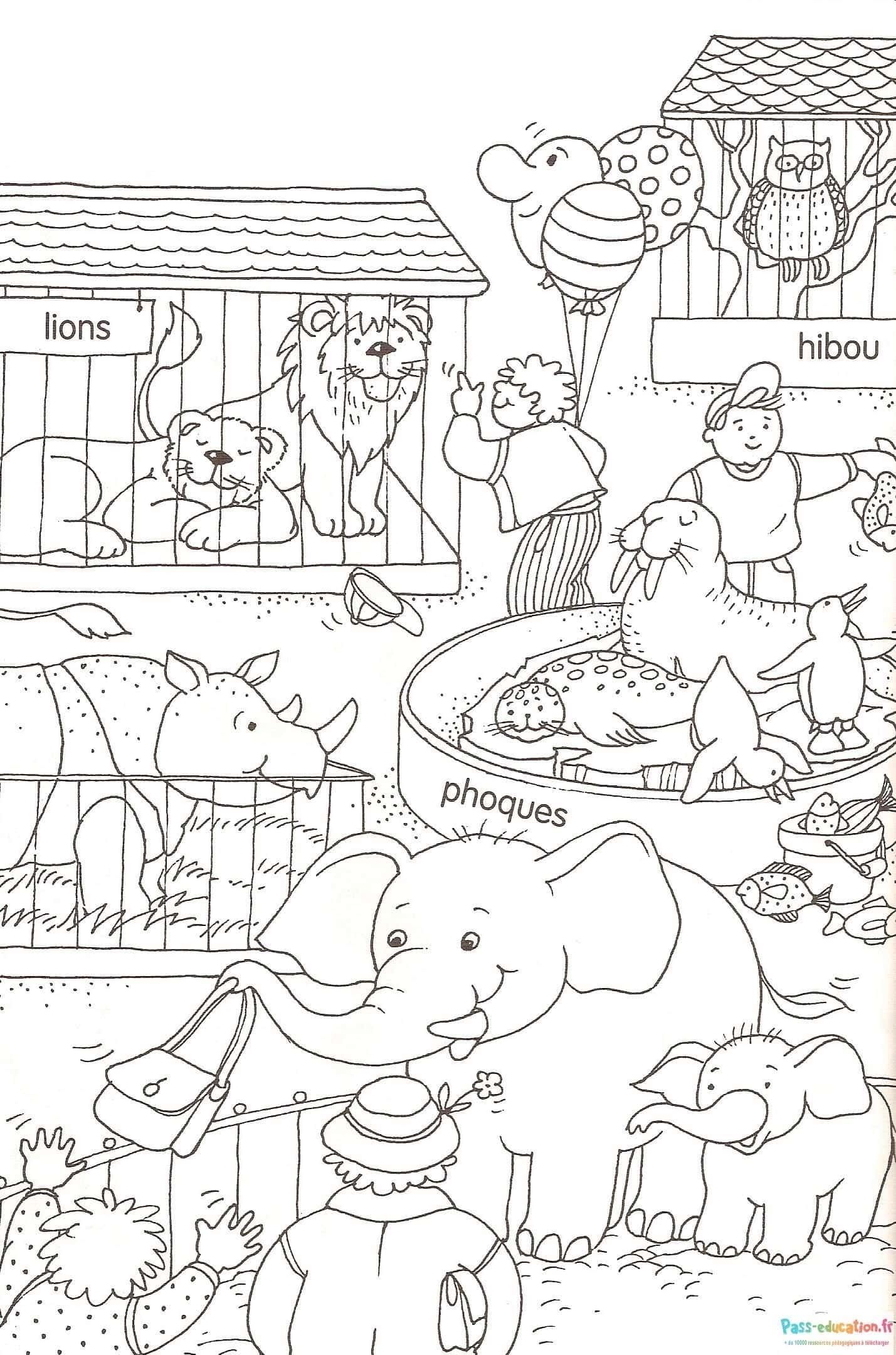 Coloriage Journée au zoo à imprimer et colorier