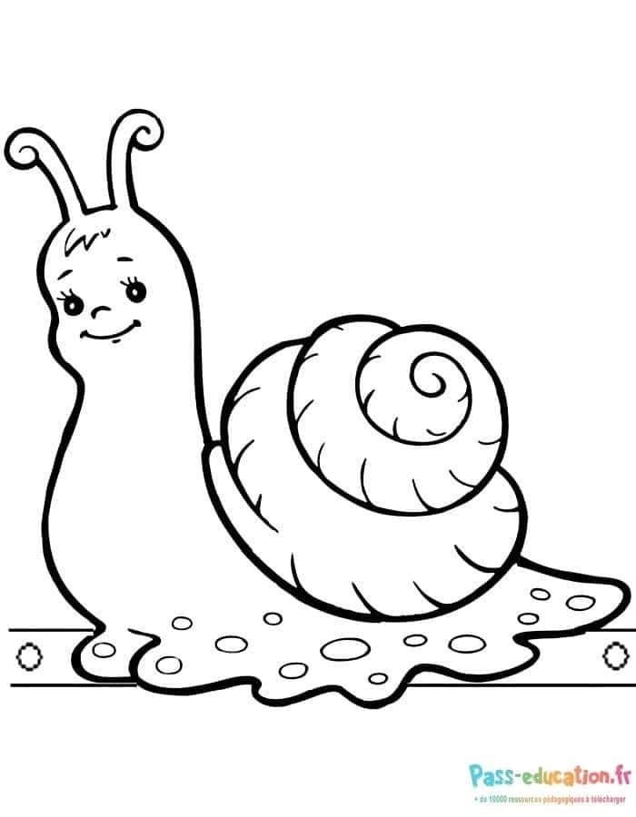 Coloriage Escargot souriant à imprimer et colorier