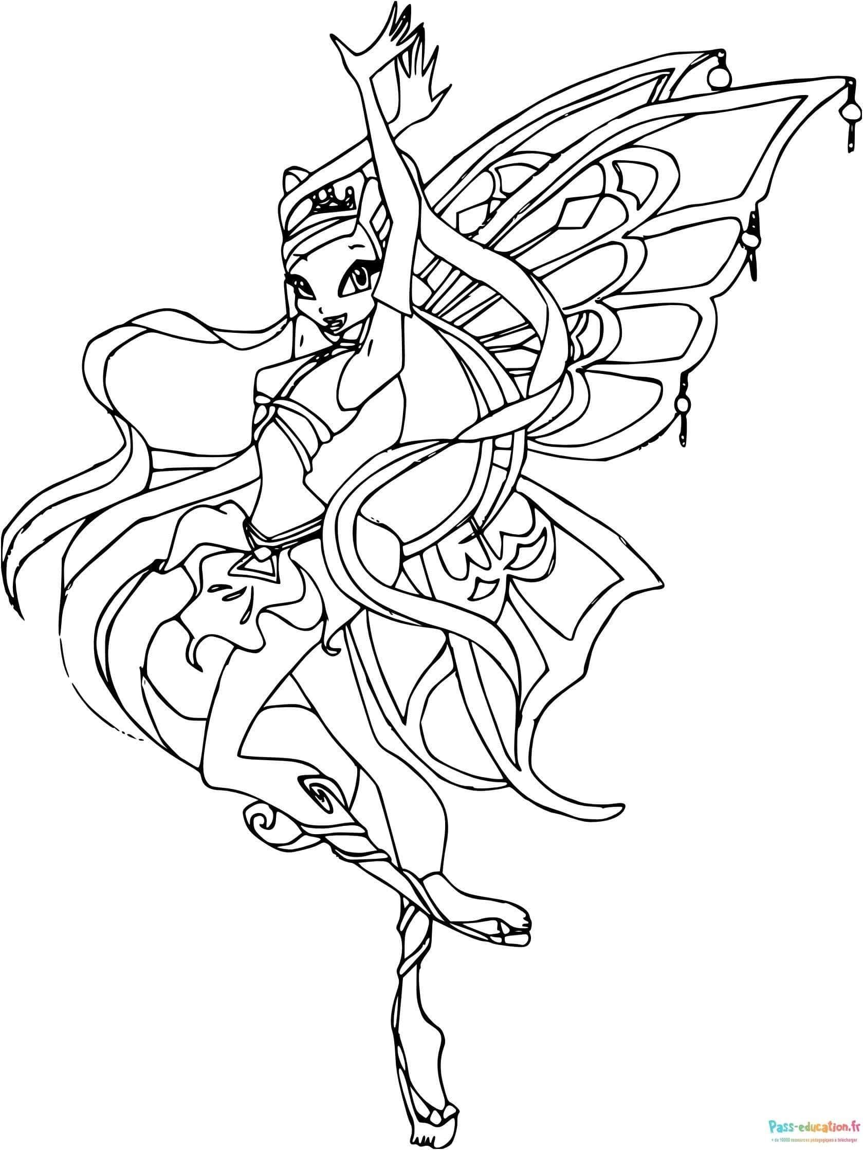 Coloriage Fée Winx en danse à imprimer et colorier