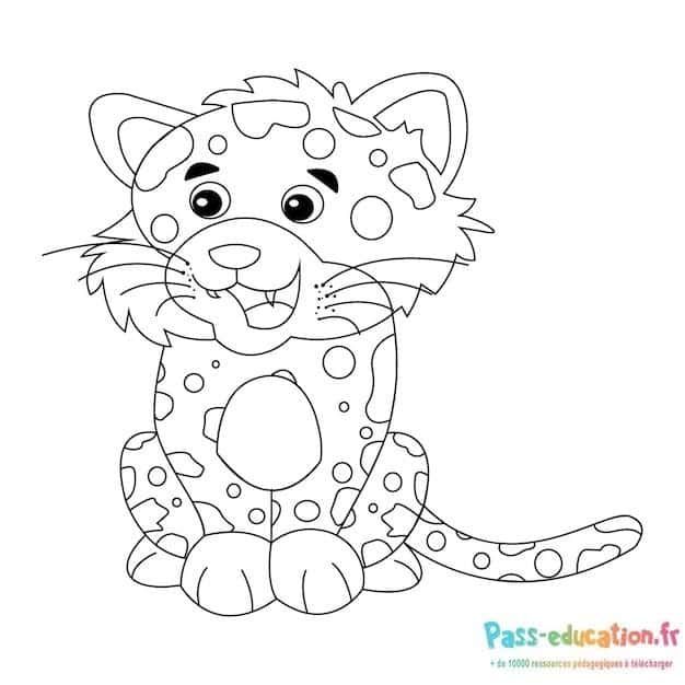Coloriage Petit léopard joyeux à imprimer et colorier