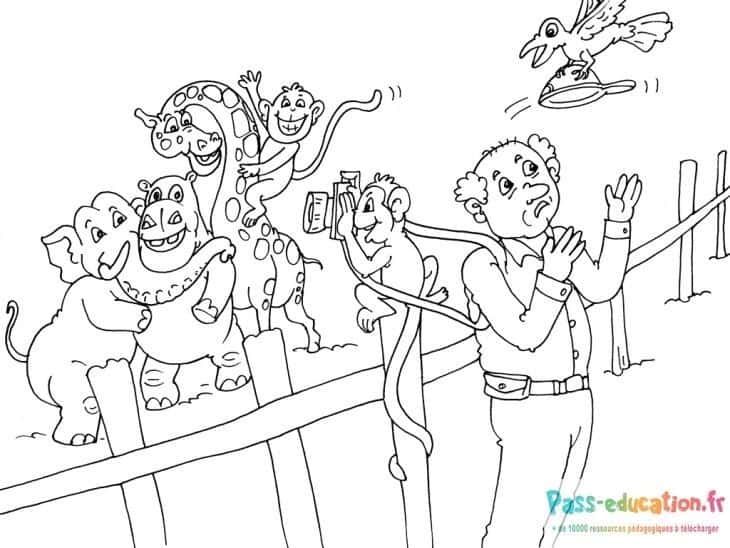 Coloriage Animaux rigolos au zoo à imprimer et colorier