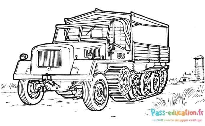 Coloriage Camion militaire à imprimer et colorier