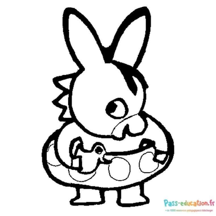 Coloriage Lapin artiste peintre à imprimer et colorier